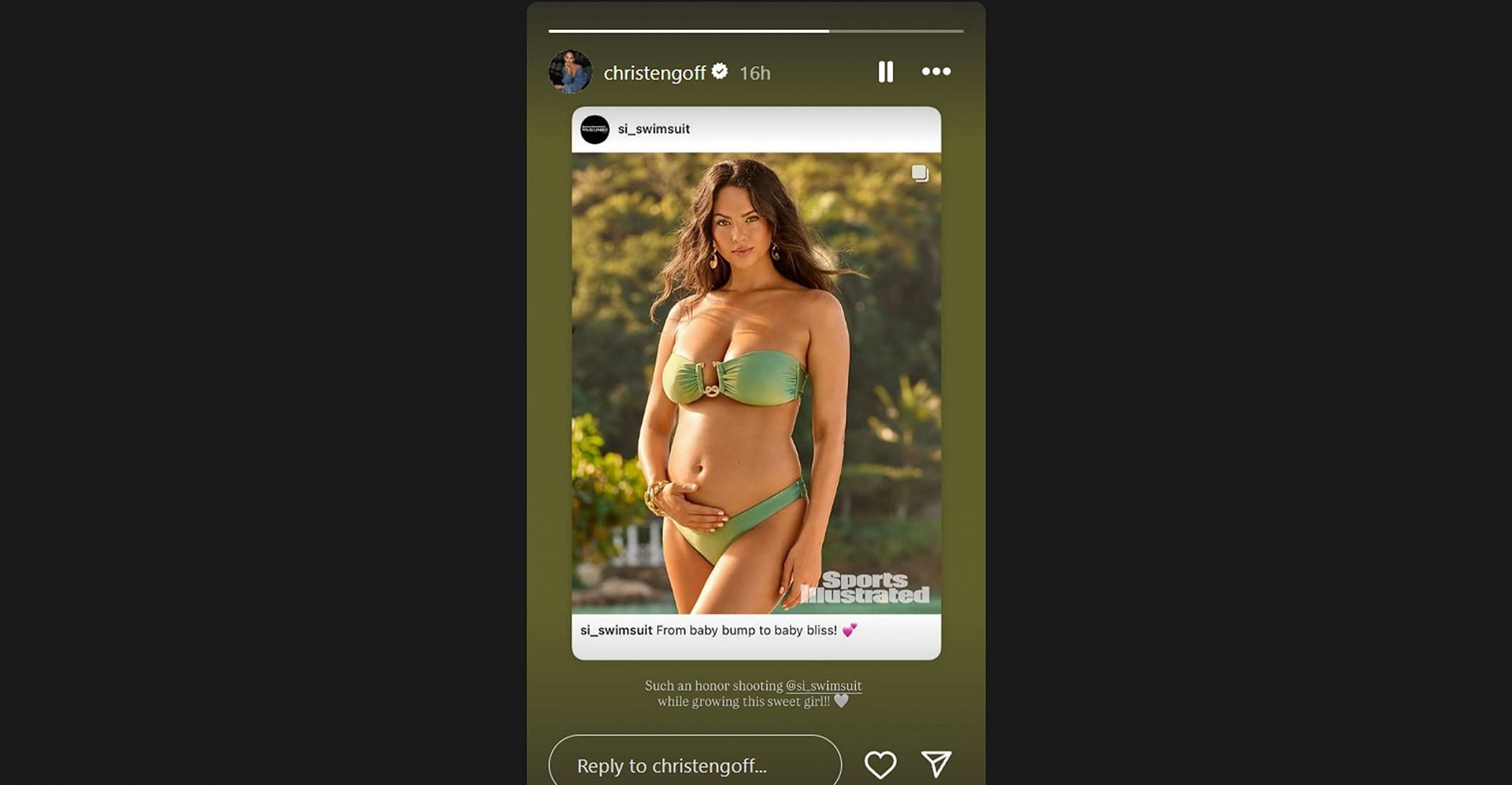 Jared Golf's wife, Christen Harper, reflects on her SI Swimsuit shoot during pregnancy/@christengoff)